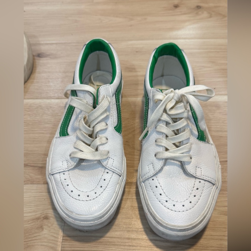 Vans White and Green Sneakers